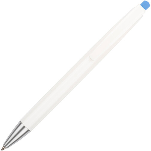 Kugelschreiber Roxi Weiß , Promo Effects, weiß / hellblau, Kunststoff, 14,10cm (Länge), Bild 4
