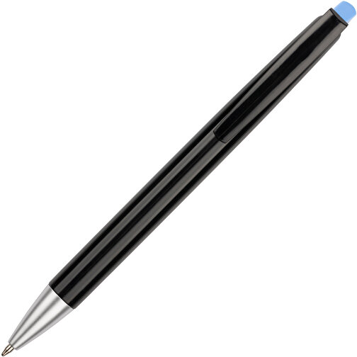 Kugelschreiber Roxi Schwarz , Promo Effects, schwarz / hellblau, Kunststoff, 14,10cm (Länge), Bild 5
