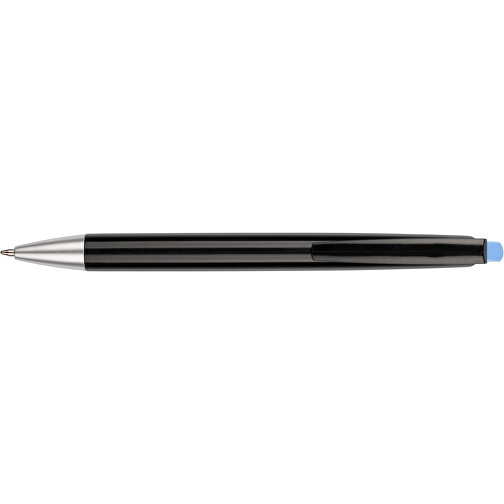 Kugelschreiber Roxi Schwarz , Promo Effects, schwarz / hellblau, Kunststoff, 14,10cm (Länge), Bild 6