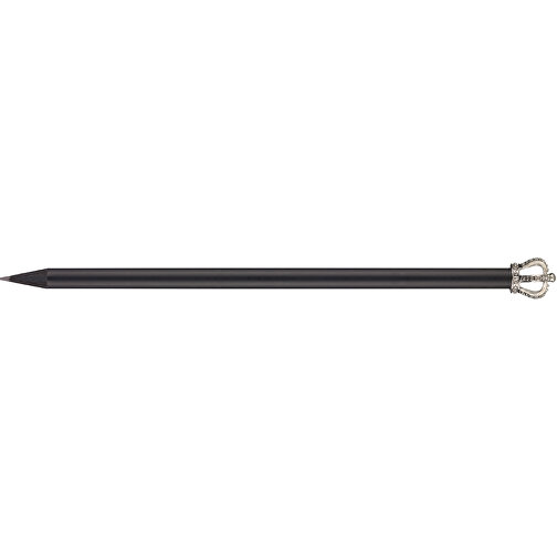 Bleistift Mit Metallkrone , schwarz, Krone silber, Holz, 19,00cm (Länge), Bild 3