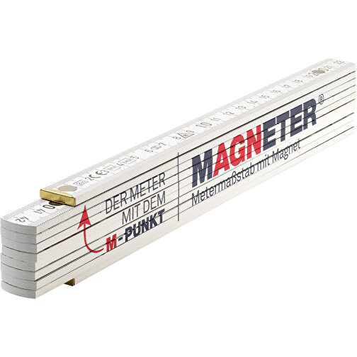 Magnet-Zollstock , weiß, Buchenholz, 20,00cm x 1,70cm x 3,50cm (Länge x Höhe x Breite), Bild 3