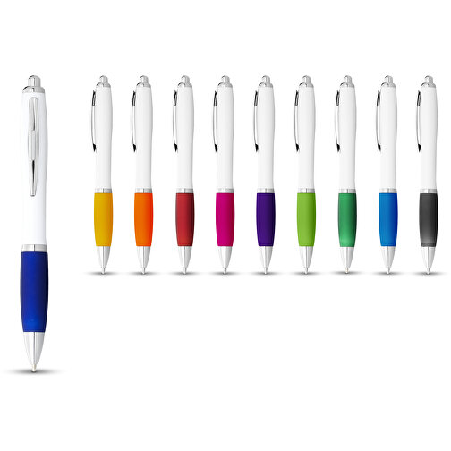 Nash kulepenn med hvit pennekropp og farget gummigrep, Bilde 8