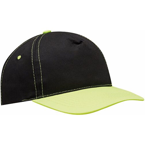 5-Panel-Baseball-Cap SPORTSMAN , gelb, schwarz, 90% Baumwolle, 160 g/m² / 10% Polyester, 130 g/m², 1,00cm (Länge), Bild 2