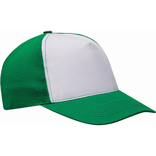 5-Panel-Baseball-Cap BREEZY , dunkelgrün, weiss, 100% Polyester, 130 g/m², 1,00cm (Länge), Bild 2