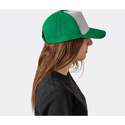 5-Panel-Baseball-Cap BREEZY , dunkelgrün, weiss, 100% Polyester, 130 g/m², 1,00cm (Länge), Bild 8