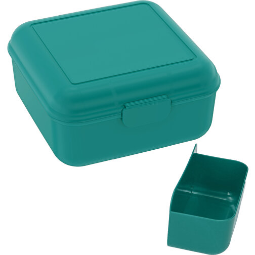 Vorratsdose 'Cube' Deluxe, Mit Trennschale , teal, Kunststoff, 14,00cm x 6,50cm x 14,00cm (Länge x Höhe x Breite), Bild 1