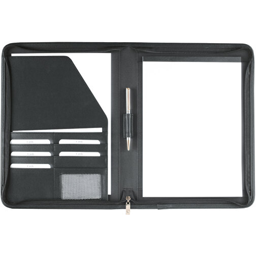 Schreibmappe A4 Mit RV , schwarz, Lederähnliches Softana Material, 35,00cm x 3,00cm x 26,00cm (Länge x Höhe x Breite), Bild 1