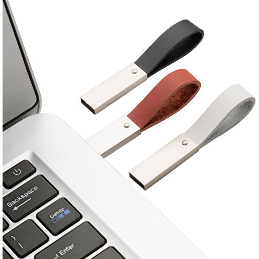 USB-Stick Elegance 4GB , Promo Effects MB , weiß MB , 4 GB , Metall, Leder MB , 3 - 10 MB/s MB , 8,30cm x 0,45cm x 1,20cm (Länge x Höhe x Breite), Bild 3