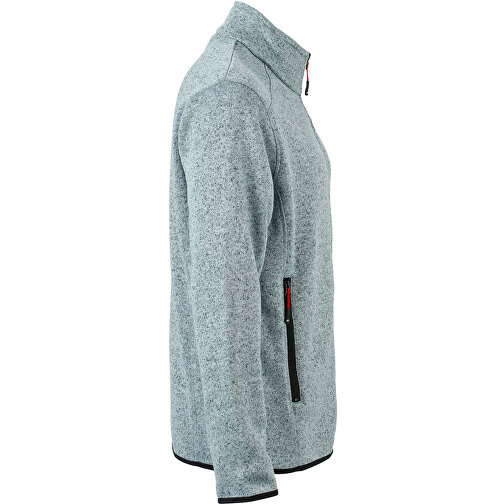 Men’s Knitted Fleece Jacket , James Nicholson, hellgrau-melange / silber, 3XL, , Bild 3