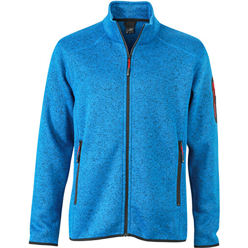 Men’s Knitted Fleece Jacket , James Nicholson, royal-melange / rot, 3XL, , Bild 1