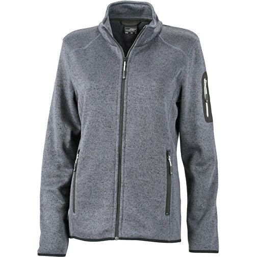 Ladies’ Knitted Fleece Jacket , James Nicholson, dunkelgrau-melange / silber, L, , Bild 1