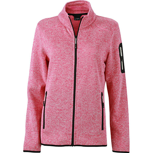 Ladies’ Knitted Fleece Jacket , James Nicholson, pink-melange / offweiss, L, , Bild 1