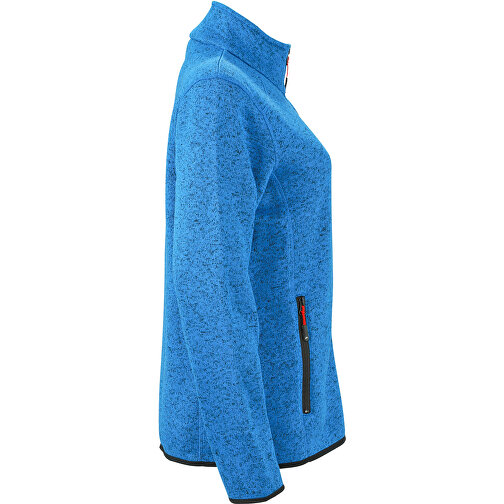 Ladies’ Knitted Fleece Jacket , James Nicholson, royal-melange / rot, XXL, , Bild 3