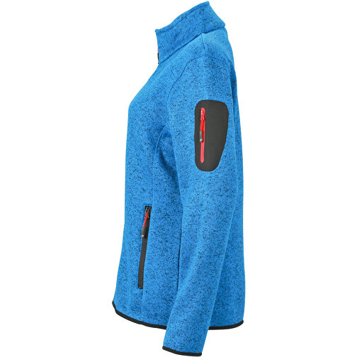 Ladies’ Knitted Fleece Jacket , James Nicholson, royal-melange / rot, M, , Bild 2