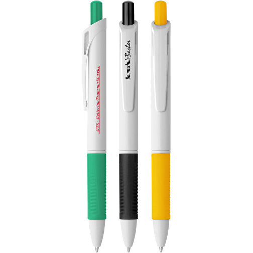 Druckkugelschreiber 'Iota' , weiß, gelb, ABS, 13,80cm (Länge), Bild 2