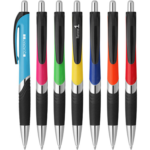 Druckkugelschreiber 'Lambda' , blau, schwarz, ABS, 14,10cm (Länge), Bild 2