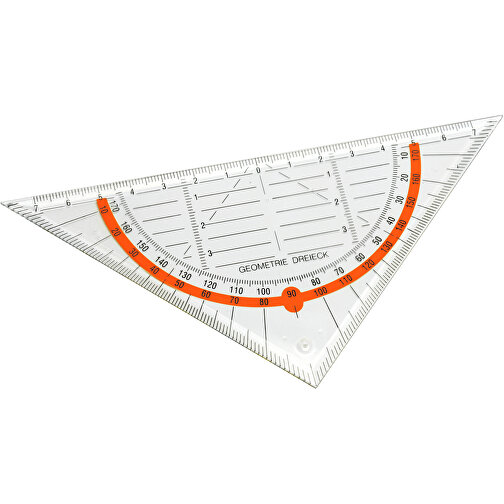 Geo-Dreieck , glasklar, neonorange, PS, 16,00cm x 0,20cm x 8,00cm (Länge x Höhe x Breite), Bild 1
