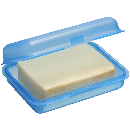 Brotdose/Butterdose , gefrostet blau, PP, 15,30cm x 5,00cm x 10,60cm (Länge x Höhe x Breite), Bild 3