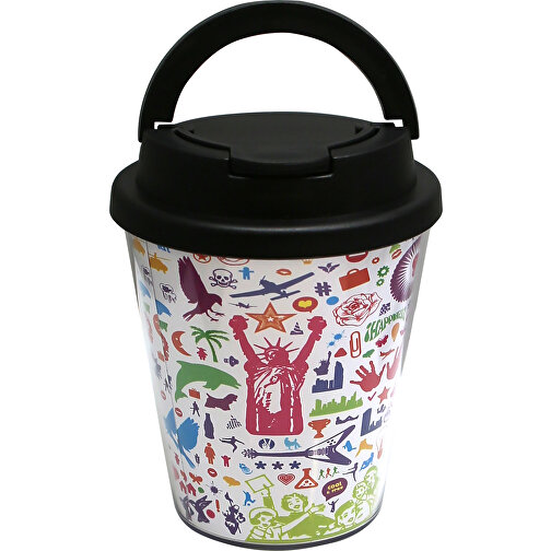 Thermobecher COFFEE To Go Mug Mini, 250 Ml , schwarz, Innen und transparentes Aussenteil  PS, Deckel PP, 12,00cm (Höhe), Bild 1
