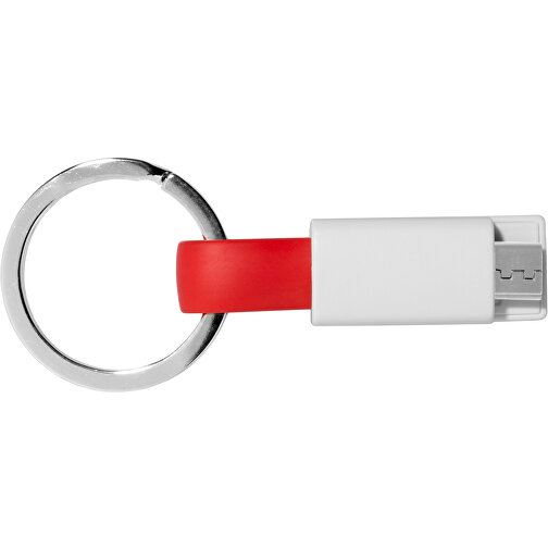 Schlüsselanhänger Micro-USB Kabel Kurz , Promo Effects, rot, Kunststoff, 6,50cm (Länge), Bild 2