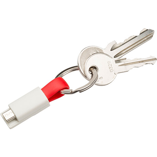 Schlüsselanhänger Micro-USB Kabel Kurz , Promo Effects, rot, Kunststoff, 6,50cm (Länge), Bild 3