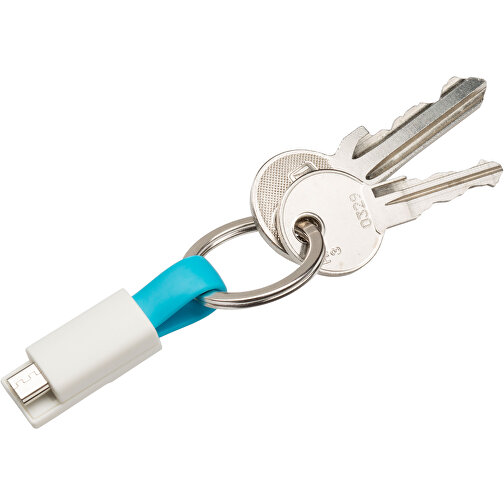 Schlüsselanhänger Micro-USB Kabel Kurz , Promo Effects, blau, Kunststoff, 6,50cm (Länge), Bild 3