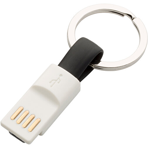 Schlüsselanhänger Micro-USB Kabel Kurz , Promo Effects, schwarz, Kunststoff, 6,50cm (Länge), Bild 1