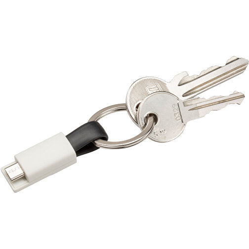Schlüsselanhänger Micro-USB Kabel Kurz , Promo Effects, schwarz, Kunststoff, 6,50cm (Länge), Bild 3