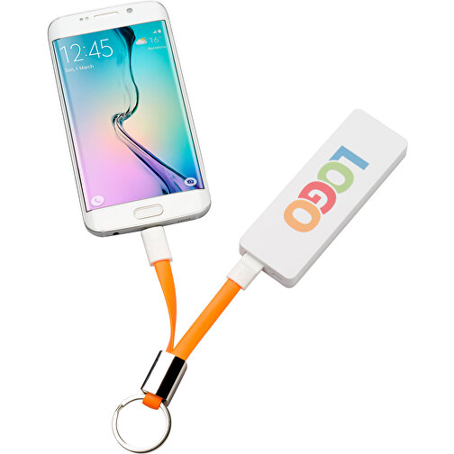 Schlüsselanhänger Micro-USB Kabel Lang , Promo Effects, orange, Kunststoff, 13,50cm (Länge), Bild 4