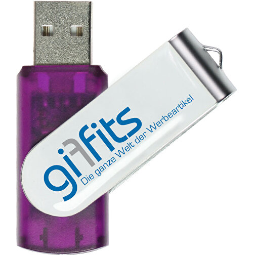 USB-Stick SWING DOMING 32GB , Promo Effects MB , violett transparent MB , 32 GB , Kunststoff/ Aluminium MB , 3 - 10 MB/s MB , 5,70cm x 1,00cm x 1,90cm (Länge x Höhe x Breite), Bild 1