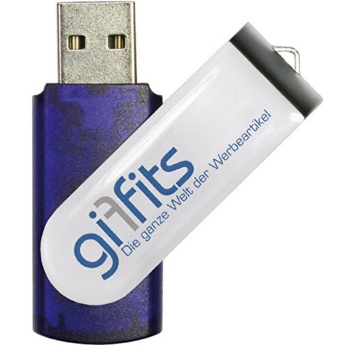 USB-Stick SWING DOMING 4GB , Promo Effects MB , blau transparent MB , 4 GB , Kunststoff/ Aluminium MB , 3 - 10 MB/s MB , 5,70cm x 1,00cm x 1,90cm (Länge x Höhe x Breite), Bild 1