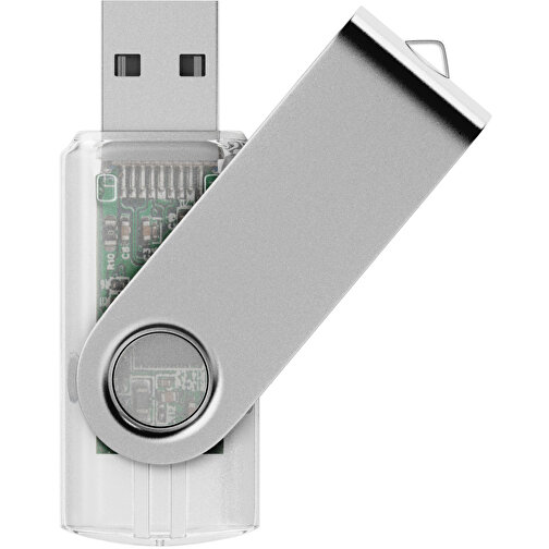 USB-Stick SWING 2.0 8 GB , Promo Effects MB , klar transparent MB , 8 GB , Kunststoff/ Aluminium MB , 3 - 10 MB/s MB , 5,80cm x 1,09cm x 1,90cm (Länge x Höhe x Breite), Bild 1