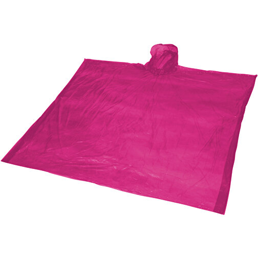 Ziva Einweg Regenponcho Mit Hülle , rosa, PE Kunststoff, 15,80cm x 1,00cm x 10,70cm (Länge x Höhe x Breite), Bild 1