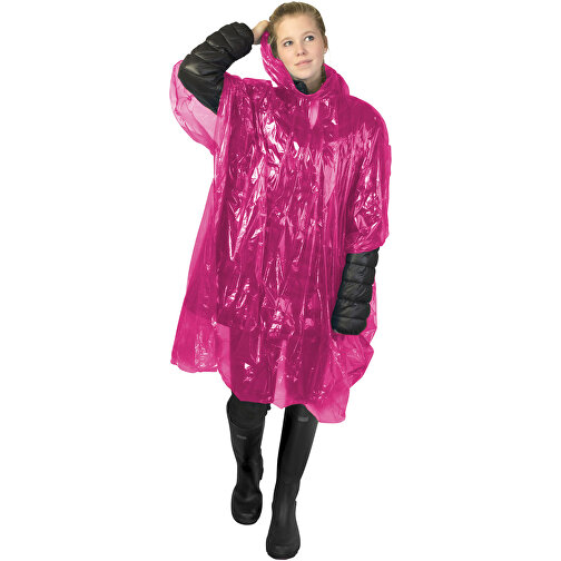 Ziva Einweg Regenponcho Mit Hülle , rosa, PE Kunststoff, 15,80cm x 1,00cm x 10,70cm (Länge x Höhe x Breite), Bild 3