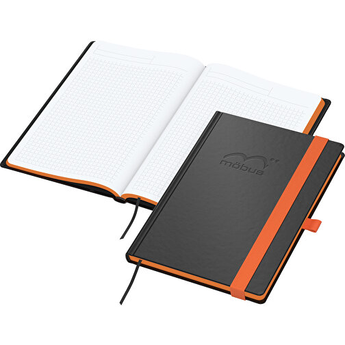 Notizbuch Color-Book Bestseller A5, Orange , schwarz, orange, Hochweißes Schreibpapier 90 g/m², 21,00cm x 14,80cm (Länge x Breite), Bild 1