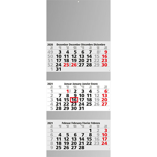 3-Monats-Kalender Maxi 3 Post Bestseller , hellgrau, rot, Papier, 80,50cm x 33,50cm (Länge x Breite), Bild 2