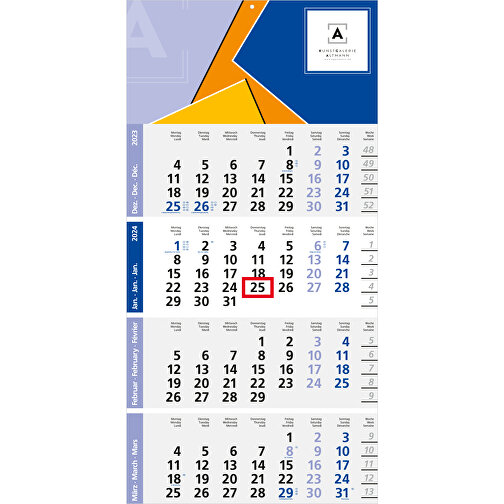 4-Monats-Kalender Logic 4 Bestseller , hellgrau, rot, Papier, 56,00cm x 30,00cm (Länge x Breite), Bild 1