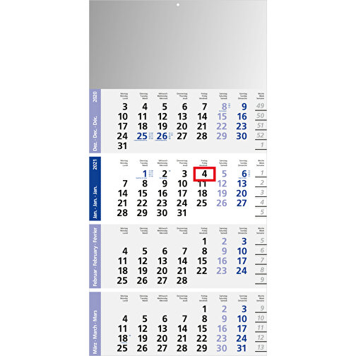 4-Monats-Kalender Logic 4 Bestseller , hellgrau, rot, Papier, 56,00cm x 30,00cm (Länge x Breite), Bild 2