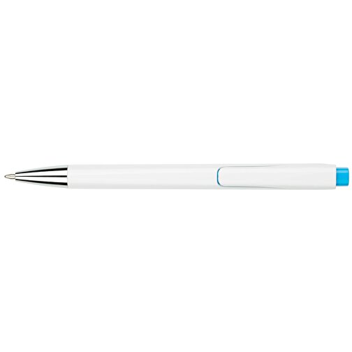 Kugelschreiber Liverpool Weiß , Promo Effects, weiß/hellblau, Kunststoff, 14,10cm x 1,00cm x 1,20cm (Länge x Höhe x Breite), Bild 3