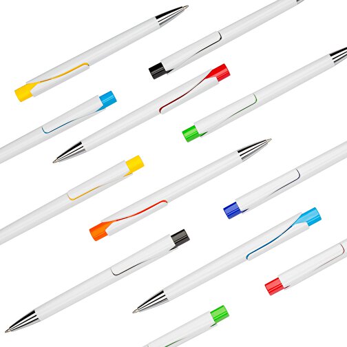 Kugelschreiber Liverpool Weiß , Promo Effects, weiß/hellblau, Kunststoff, 14,10cm x 1,00cm x 1,20cm (Länge x Höhe x Breite), Bild 4