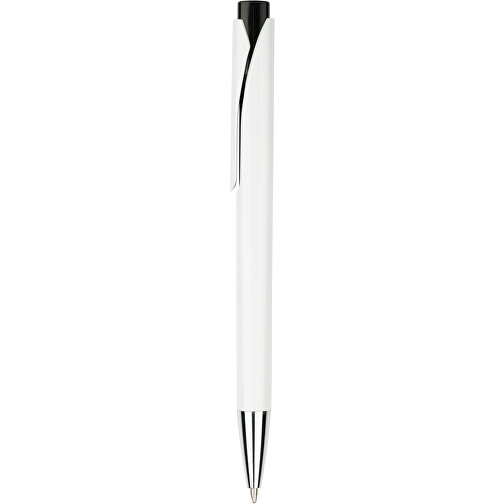 Kugelschreiber Liverpool Weiß , Promo Effects, weiß/schwarz, Kunststoff, 14,10cm x 1,00cm x 1,20cm (Länge x Höhe x Breite), Bild 1