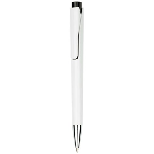Kugelschreiber Liverpool Weiß , Promo Effects, weiß/schwarz, Kunststoff, 14,10cm x 1,00cm x 1,20cm (Länge x Höhe x Breite), Bild 2
