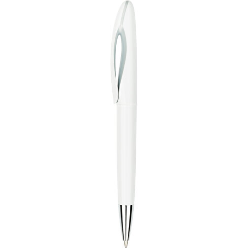 Kugelschreiber Tokio Bunt Silber , Promo Effects, weiß/silber, Kunststoff, 14,50cm x 1,50cm (Länge x Breite), Bild 1