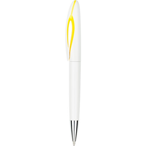 Kugelschreiber Tokio Weiss , Promo Effects, weiss/gelb, Kunststoff, 14,50cm x 1,50cm (Länge x Breite), Bild 1