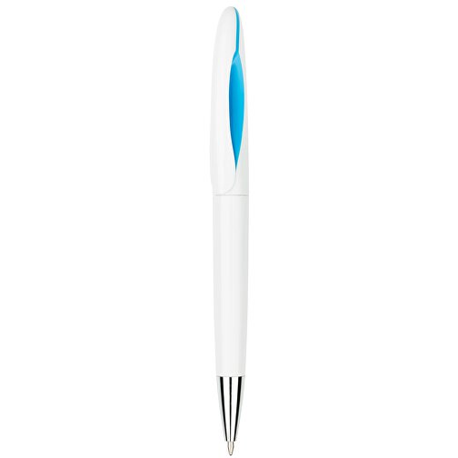 Kugelschreiber Tokio Weiss , Promo Effects, weiss/hellblau, Kunststoff, 14,50cm x 1,50cm (Länge x Breite), Bild 2