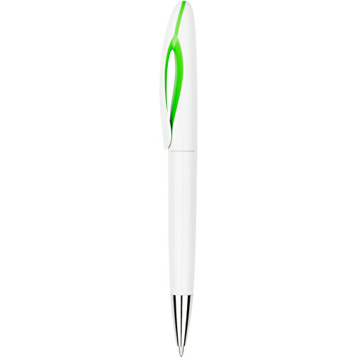 Kugelschreiber Tokio Weiß , Promo Effects, weiß/grün, Kunststoff, 14,50cm x 1,50cm (Länge x Breite), Bild 1