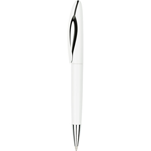 Kugelschreiber Tokio Weiß , Promo Effects, weiß/schwarz, Kunststoff, 14,50cm x 1,50cm (Länge x Breite), Bild 1