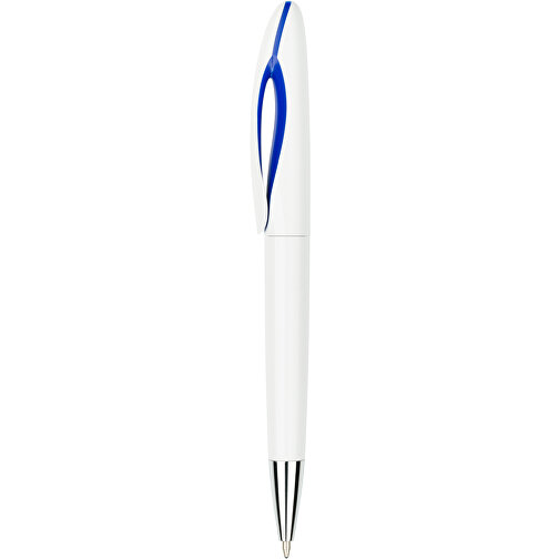 Kugelschreiber Tokio Weiß , Promo Effects, weiß/blau, Kunststoff, 14,50cm x 1,50cm (Länge x Breite), Bild 1