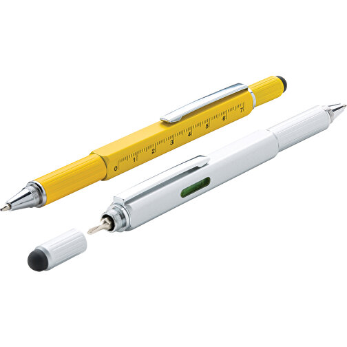 5-in-1 Aluminium Tool-Stift , gelb, Aluminium, 15,00cm x 1,30cm (Höhe x Breite), Bild 9