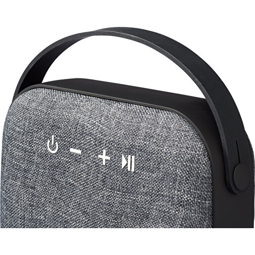 Woven Stoff Bluetooth® Lautsprecher , schwarz, ABS Kunststoff, 15,10cm x 12,00cm x 5,33cm (Länge x Höhe x Breite), Bild 5